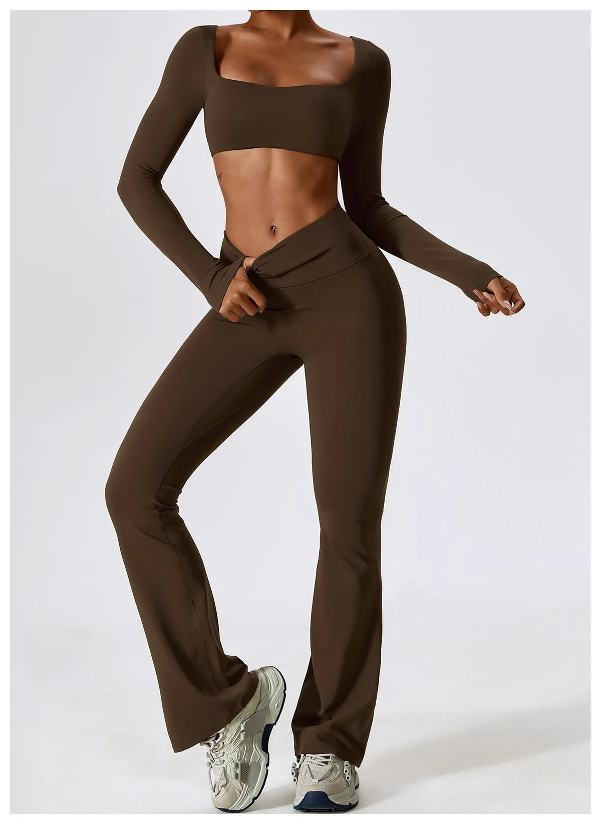Women Tracksuit Yoga Set Crop Leggings