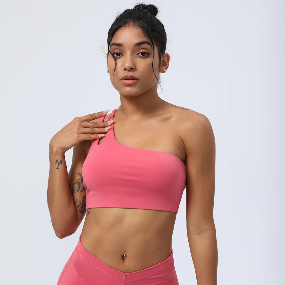 Women Sports Bra One Shoulder