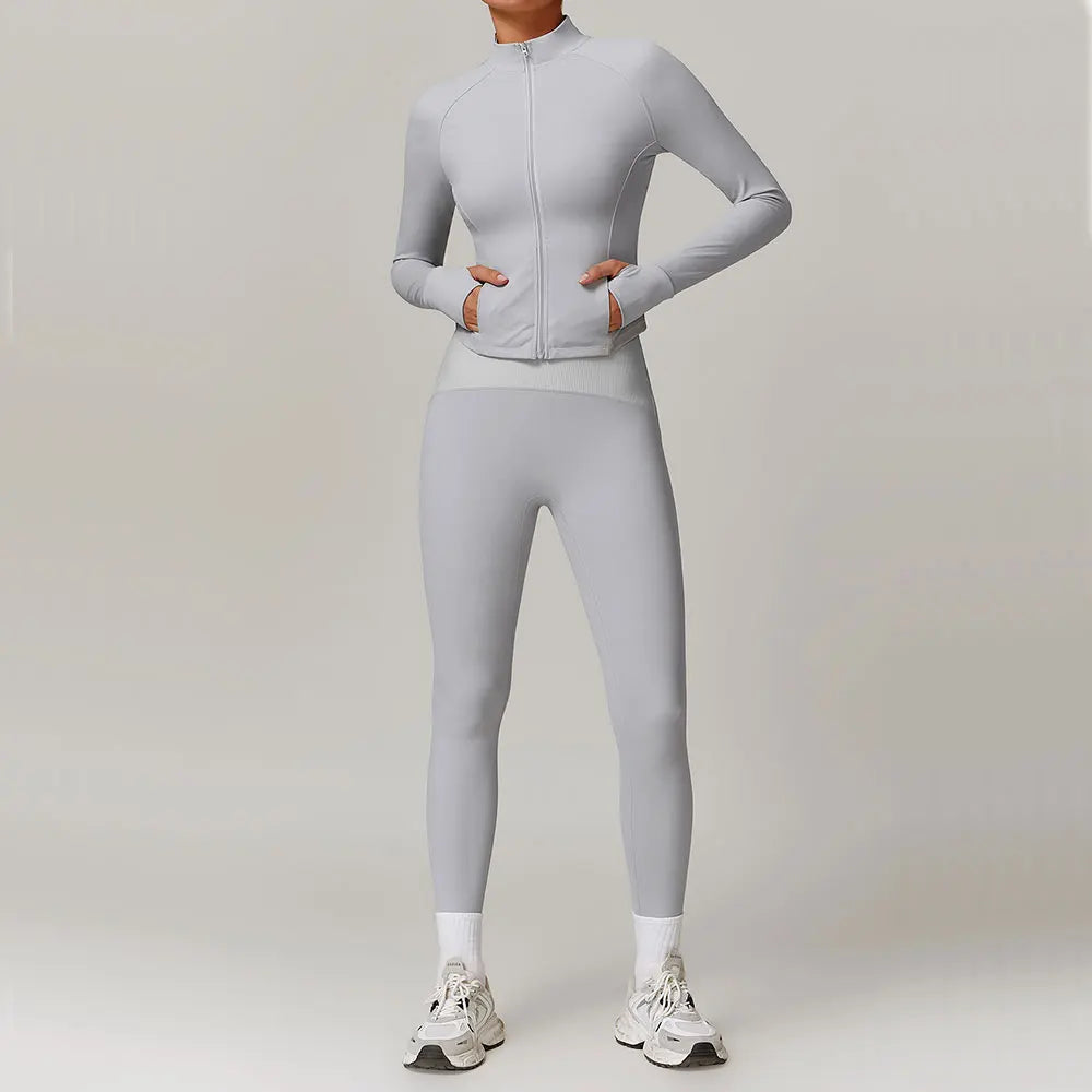 Women Yoga Set Jacket Bra Leggings