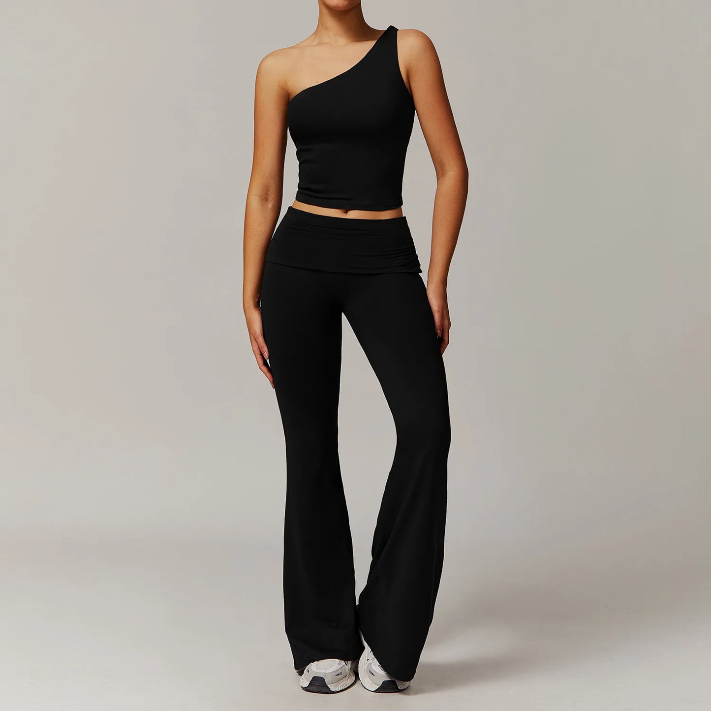 Women Yoga Set Long Sleeve Bell Pants