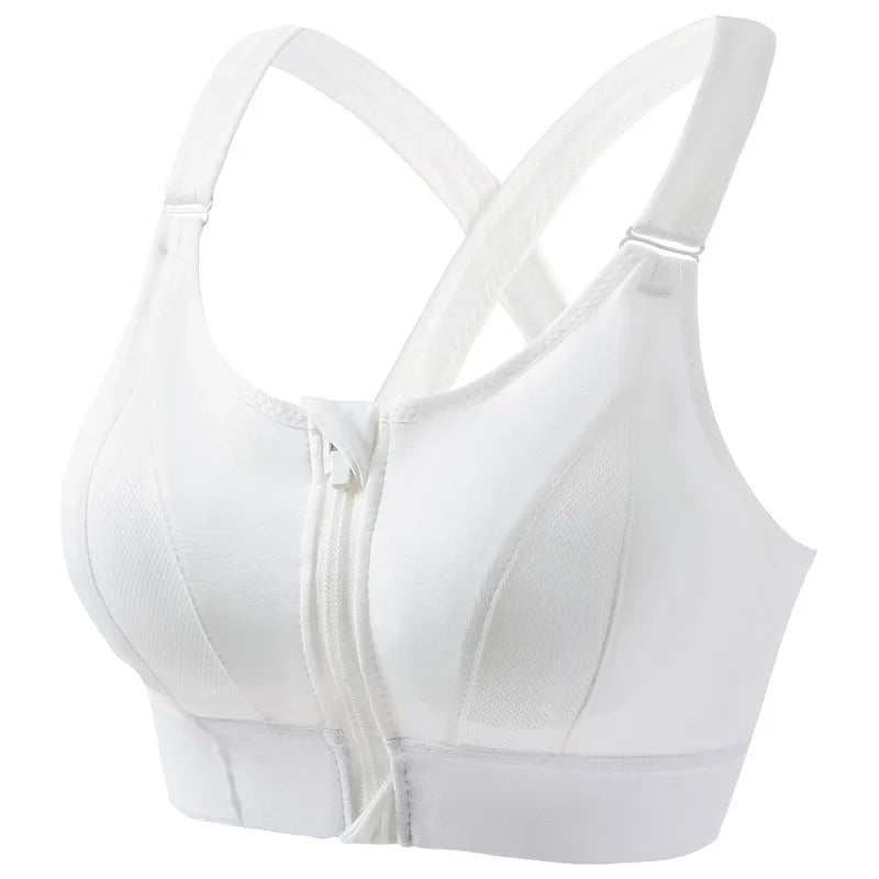 Women Sports Bra Zip Front Strappy