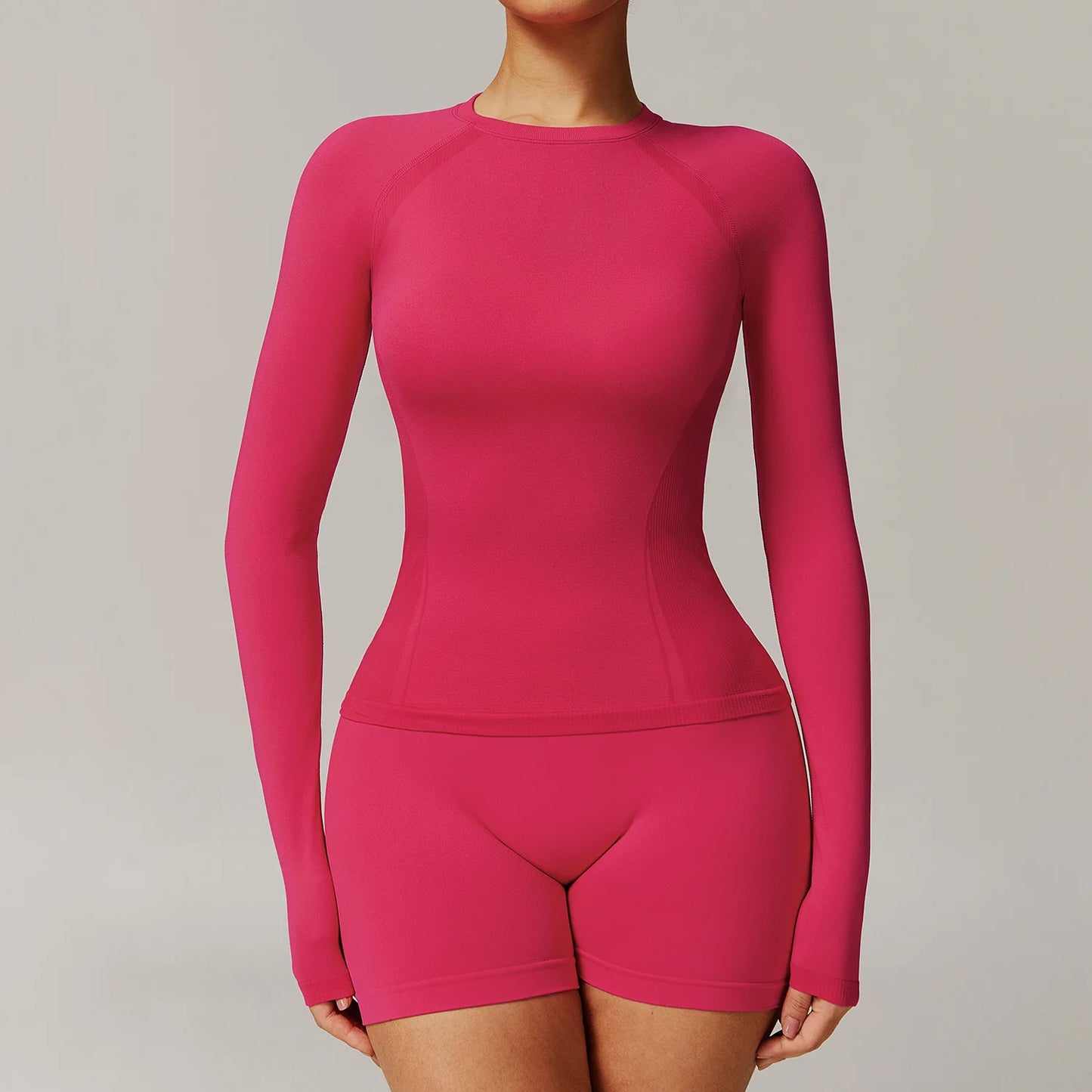 Women Yoga Set Pink Short Sleeve