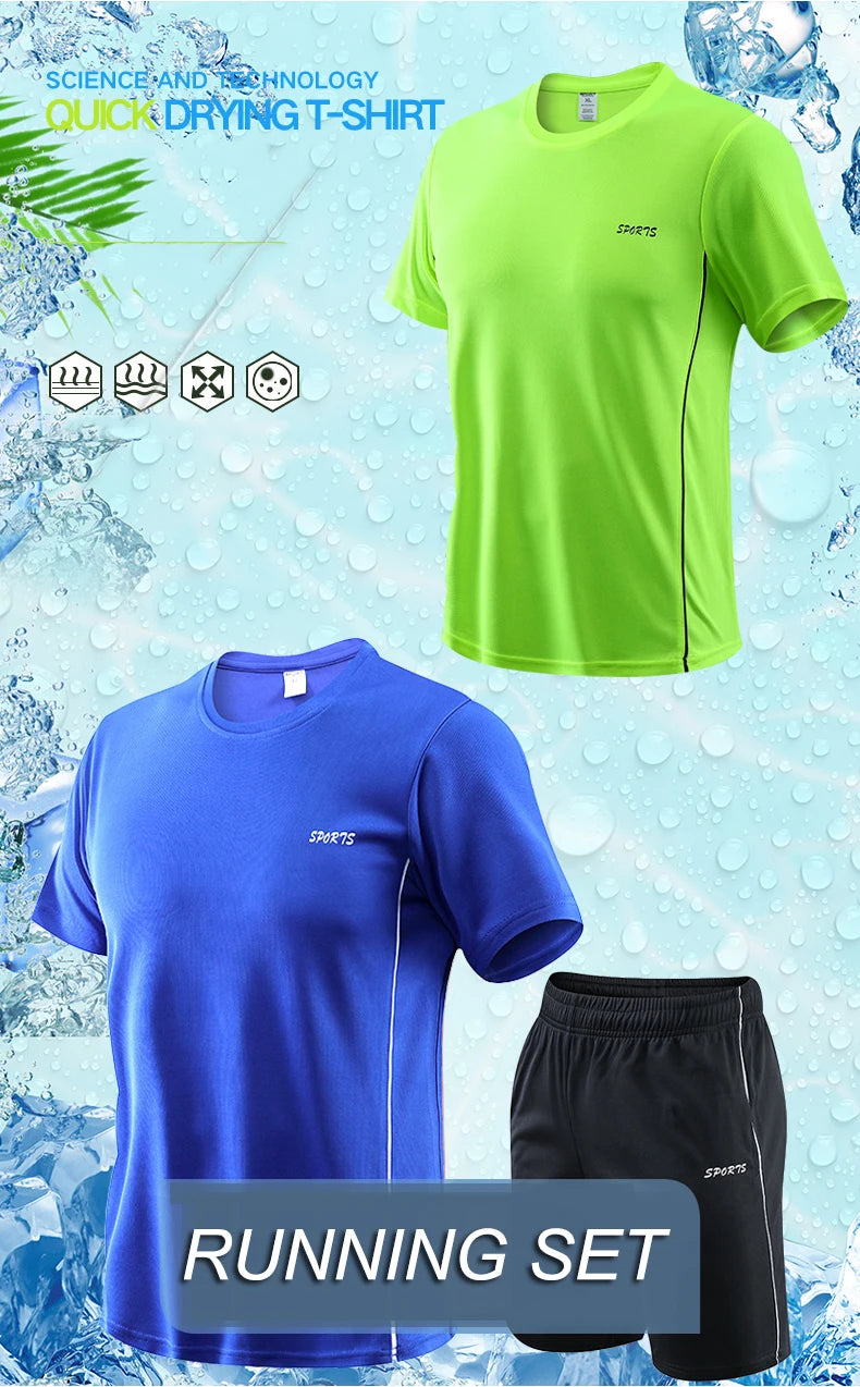 Men Sports Set Shirt Shorts Summer