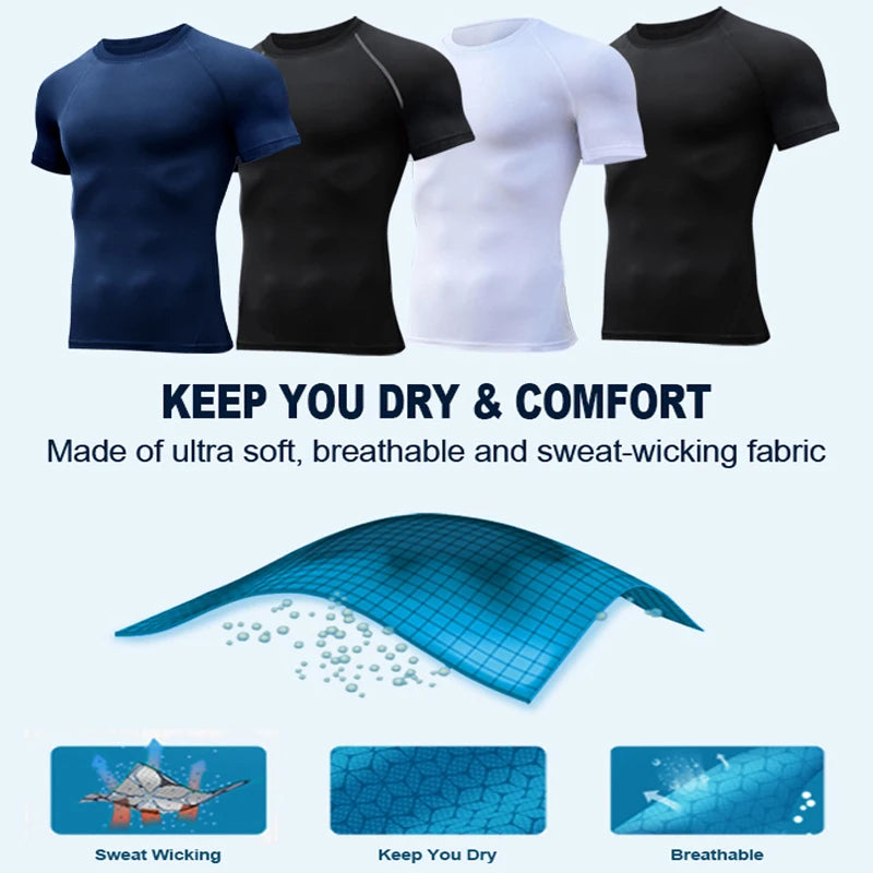 Men Rash Guard Shirt Compression