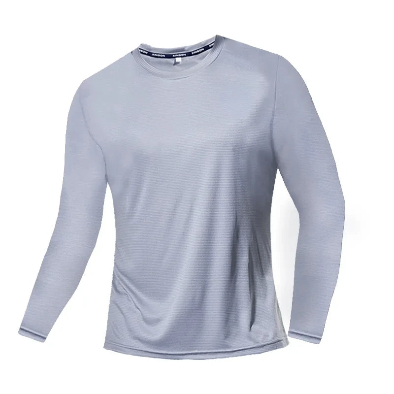 Men Summer Ice Silk Shirt Long Sleeve