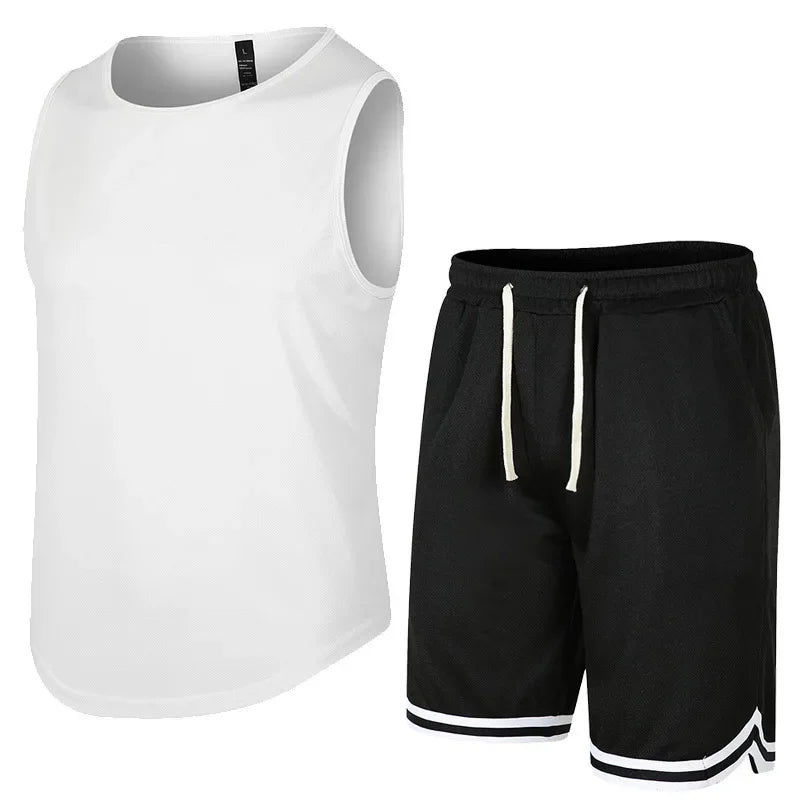 Men Sportswear Set Mesh Tank Shorts