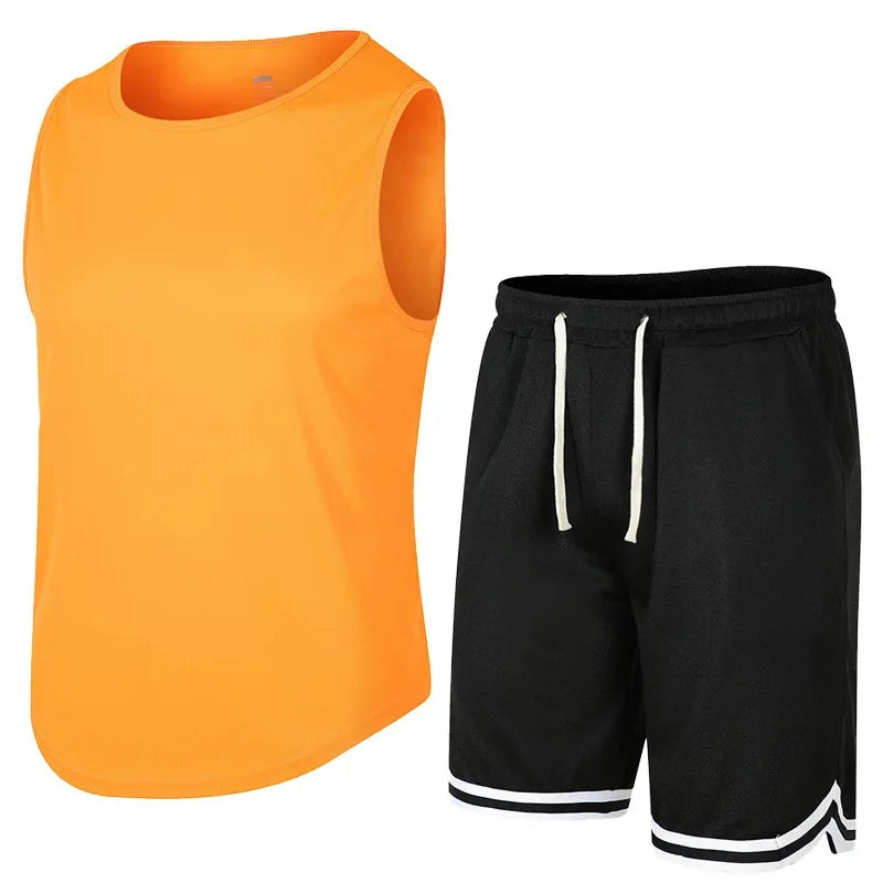 Men Sportswear Set Mesh Tank Shorts