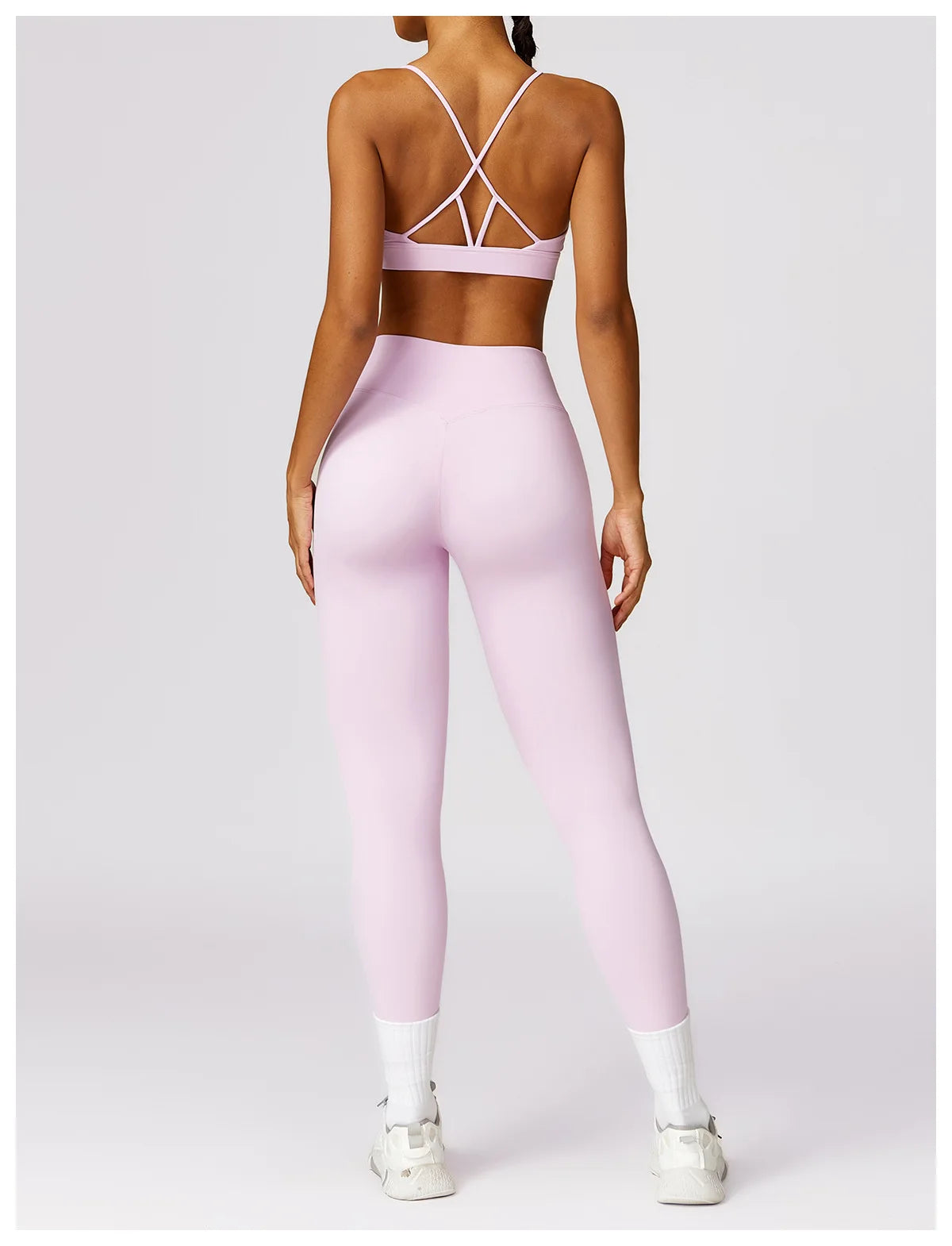 Women Yoga Set Pink Short Sleeve
