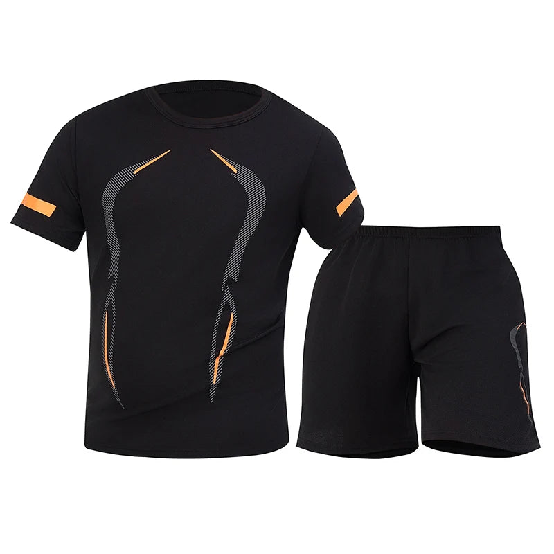 Men Sports Set Mesh Shirt Shorts