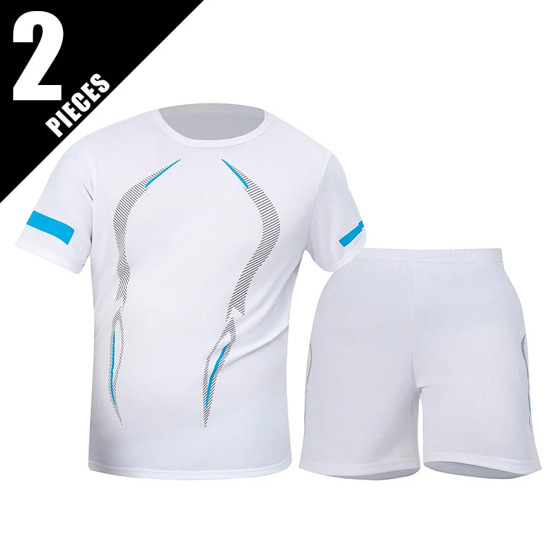 Men Sports Set Mesh Shirt Shorts