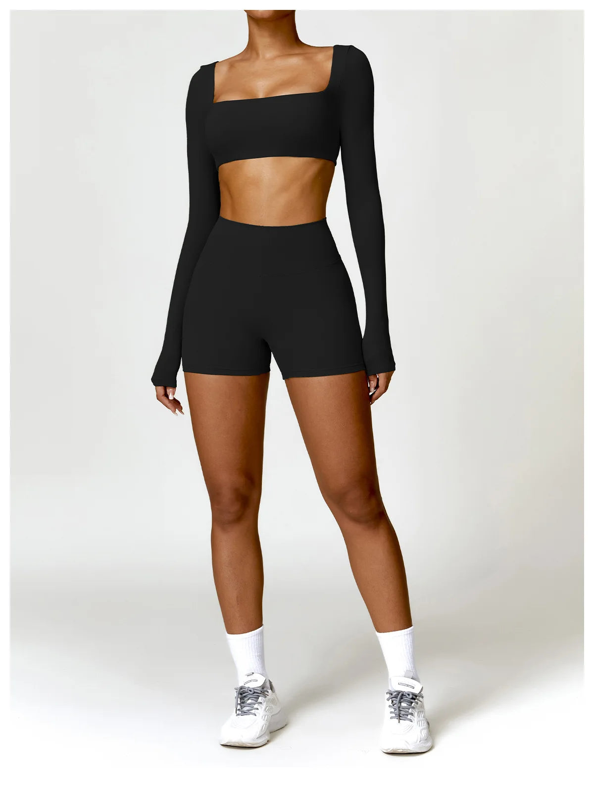 Women Yoga Set Long Sleeve Bra Leggings
