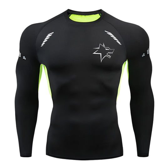 Men Training Shirt Compression Tights Set