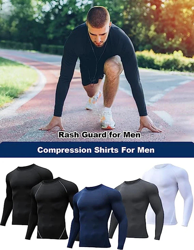 Men Compression Shirt Long Sleeve Spider Print