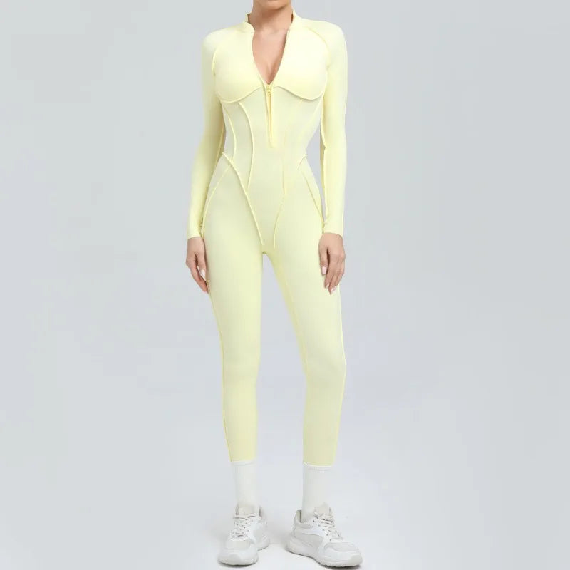 Women Jumpsuit Peach Hip Zipper