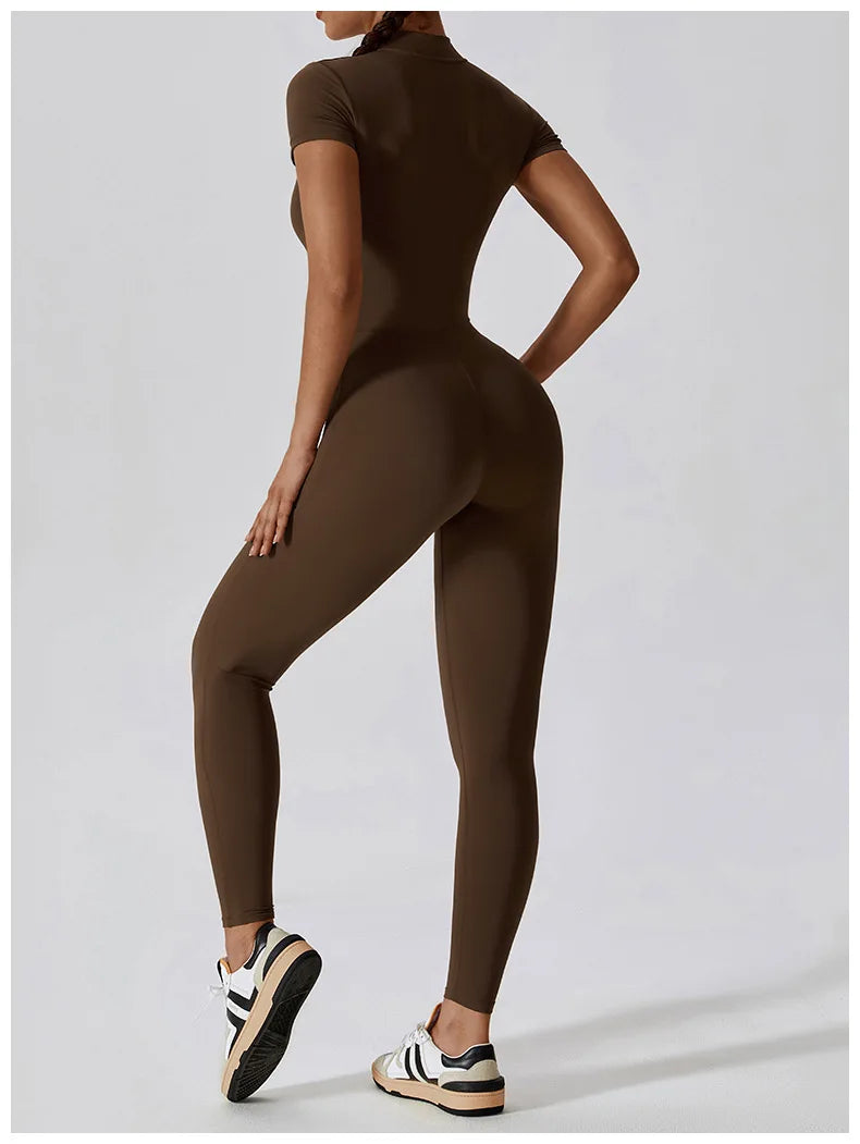 Women Jumpsuit Zipper Yoga Suit
