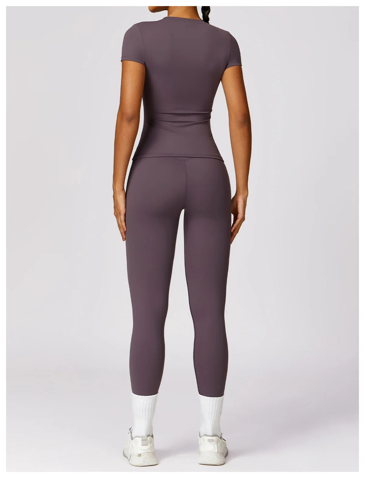 Women Yoga Set Pink Short Sleeve