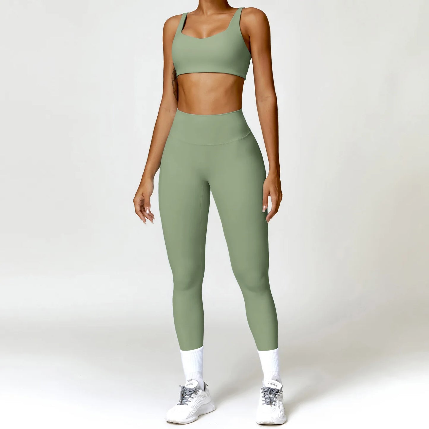 Women Yoga Set Long Sleeve Bra Leggings