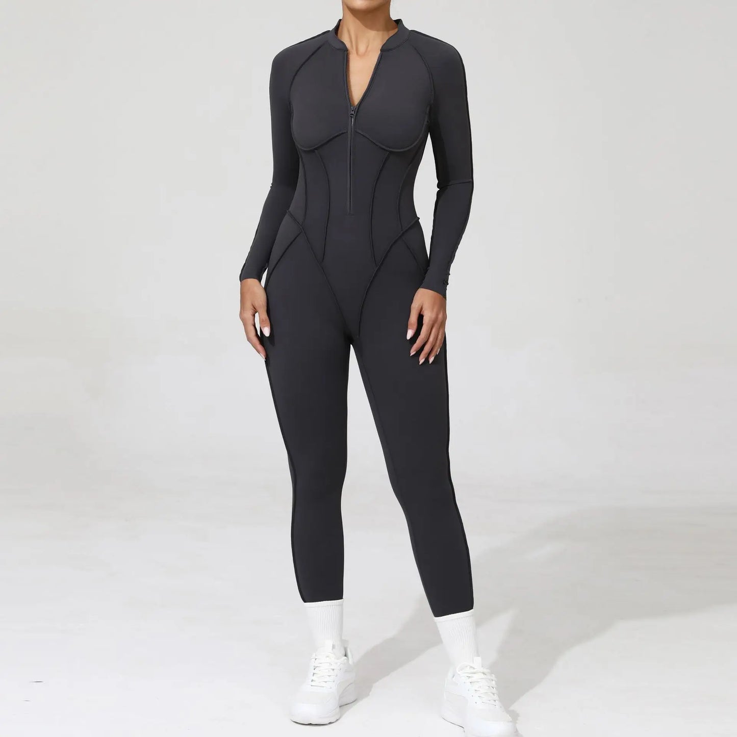 Women Jumpsuit Peach Hip Zipper