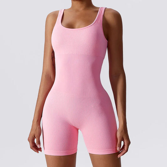 Women Jumpsuit Ribbed Yoga Tracksuit