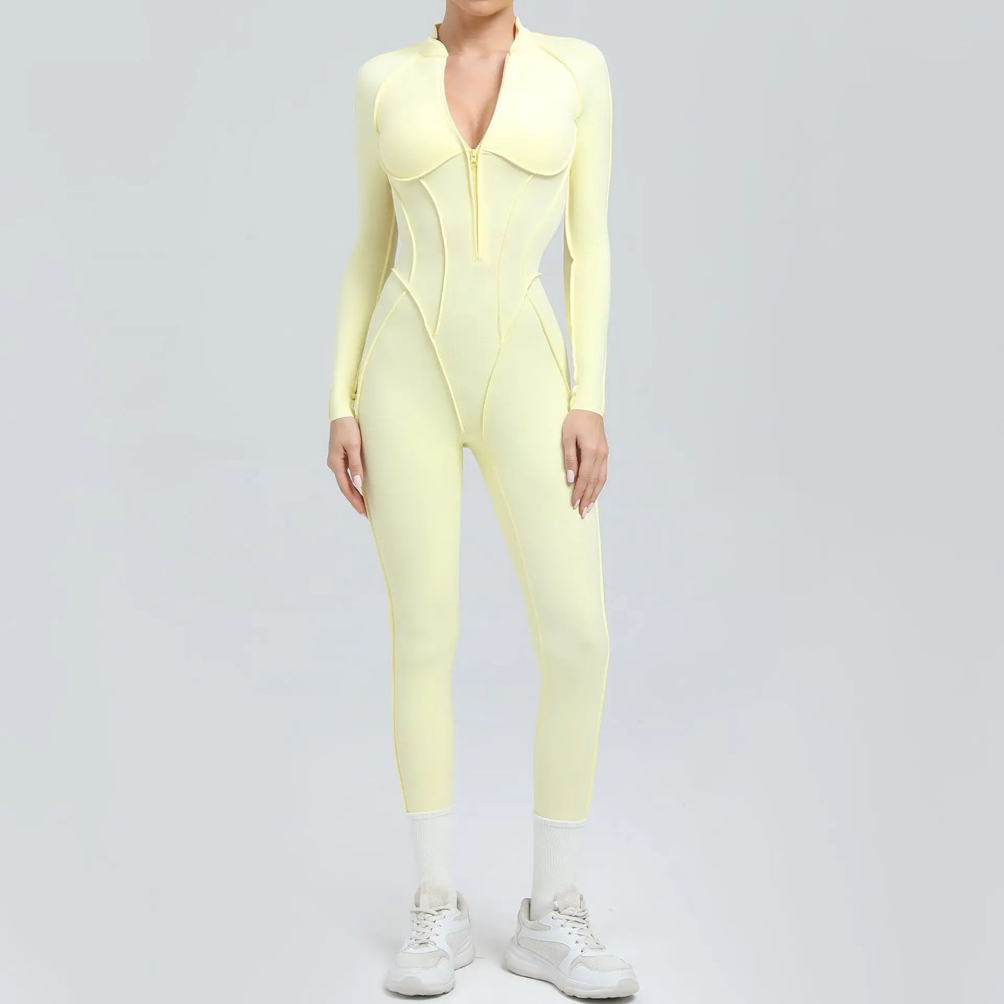 Women Jumpsuit Peach Hip Zipper