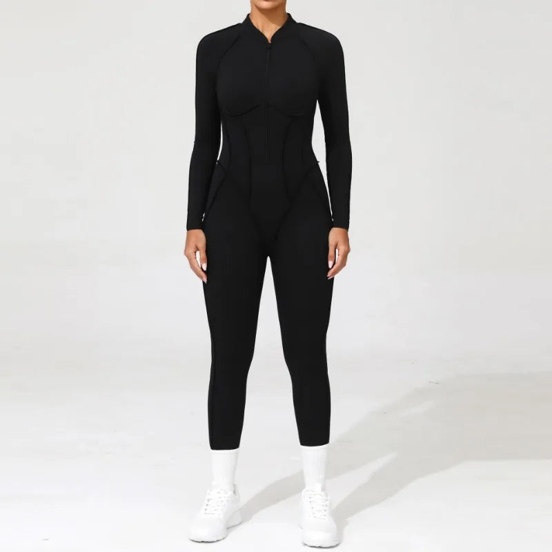 Women Jumpsuit Peach Hip Zipper
