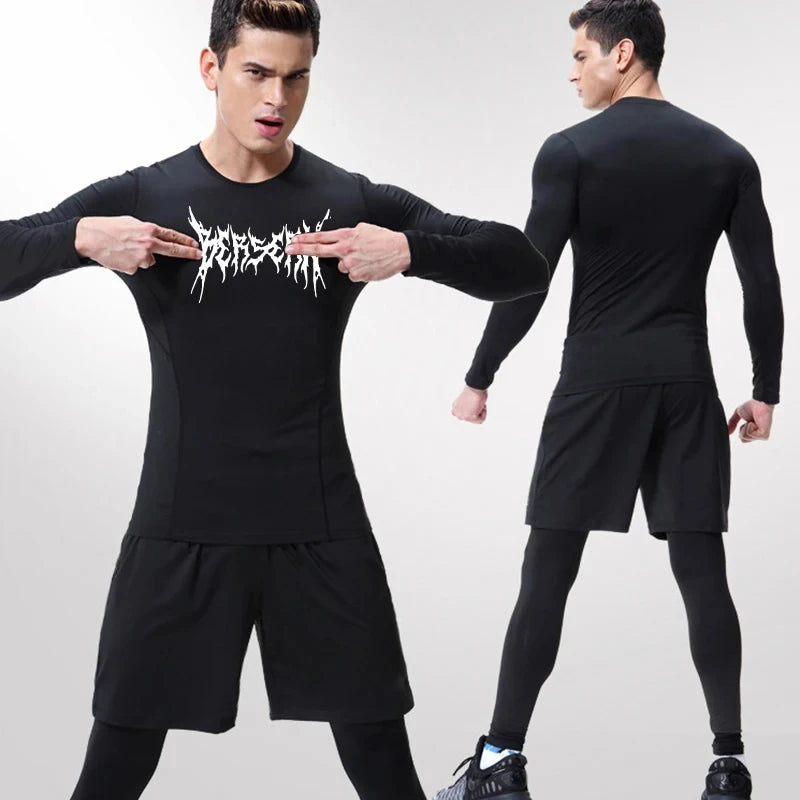 Men Compression Shirt Gym Rash Guard