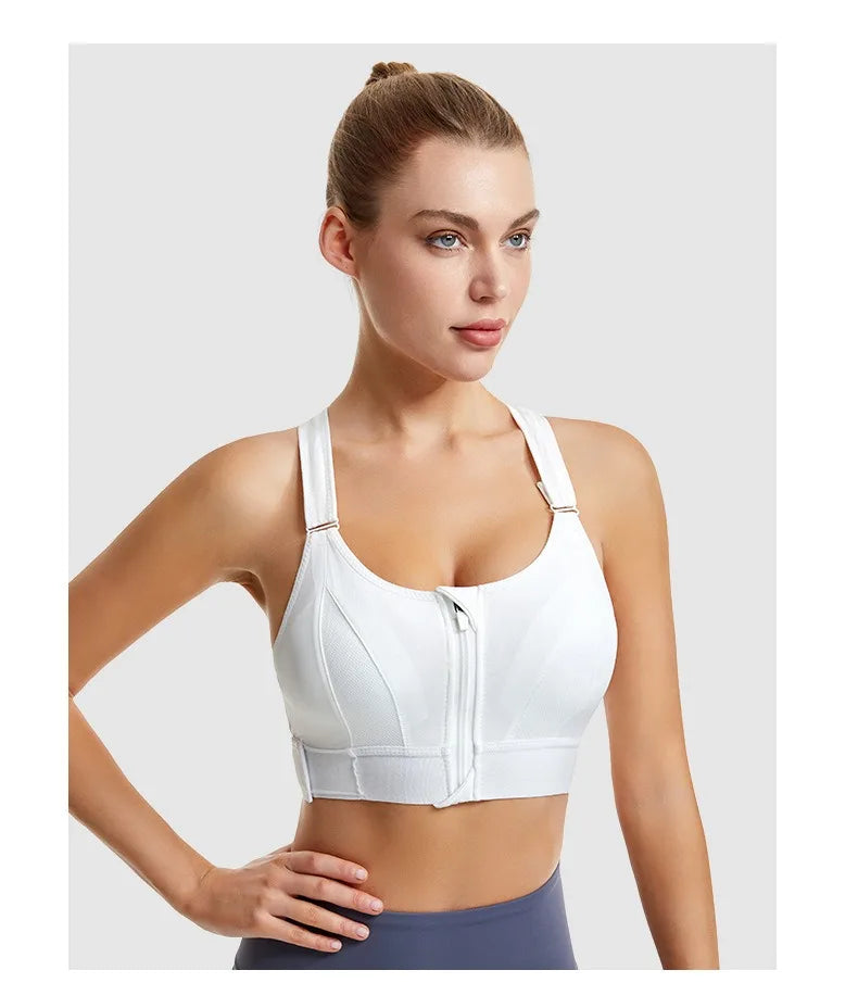 Women Sports Bra Zip Front Strappy