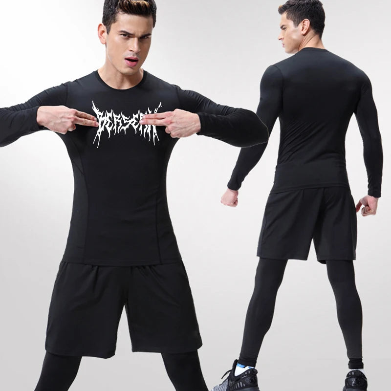 Men Rash Guard Shirt Compression