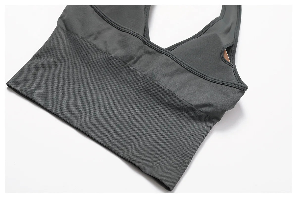 Women Sports Bra Hanging Neck Push Up