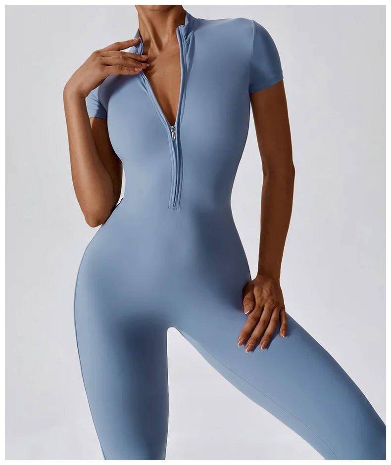 Women Jumpsuit Zipper Yoga Suit