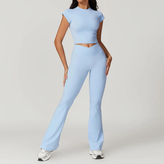 Women Yoga Set Crop Top Leggings