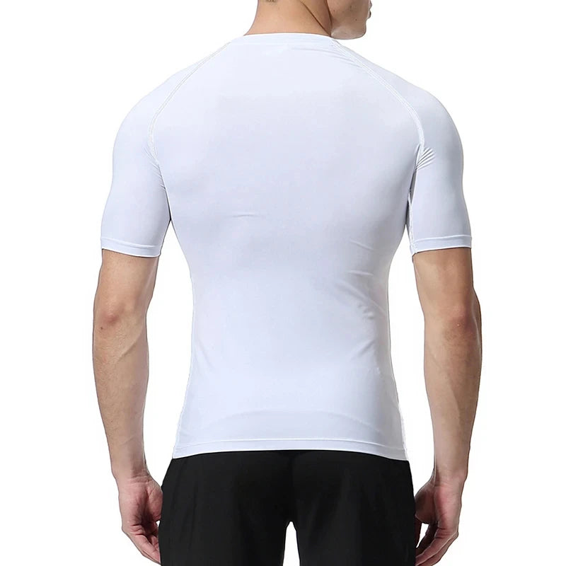 Men Rash Guard Shirt Short Sleeve