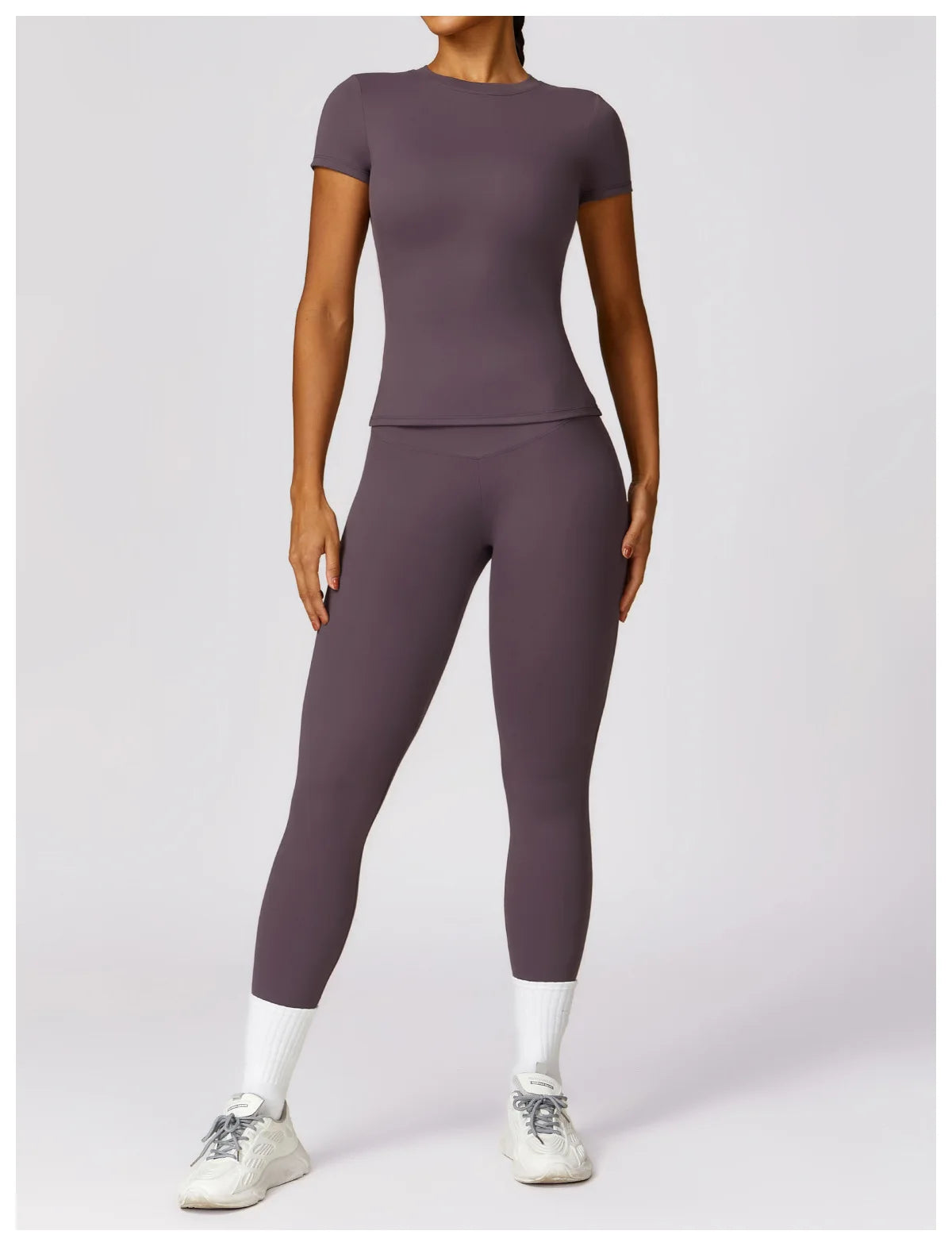 Women Yoga Set Pink Short Sleeve