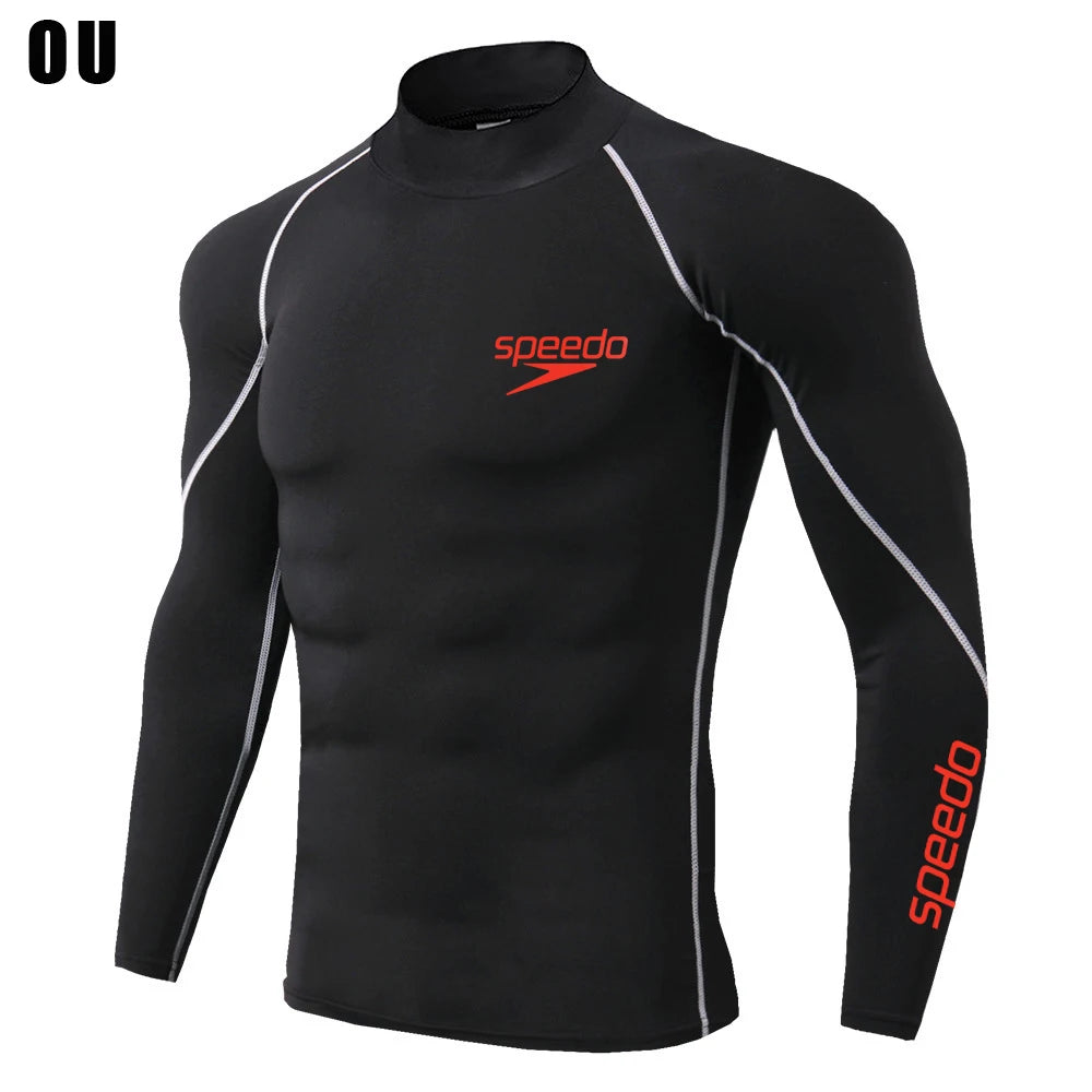 Men Swimming Tights Rash Guard Set