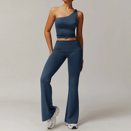 Women Yoga Set Long Sleeve Bell Pants