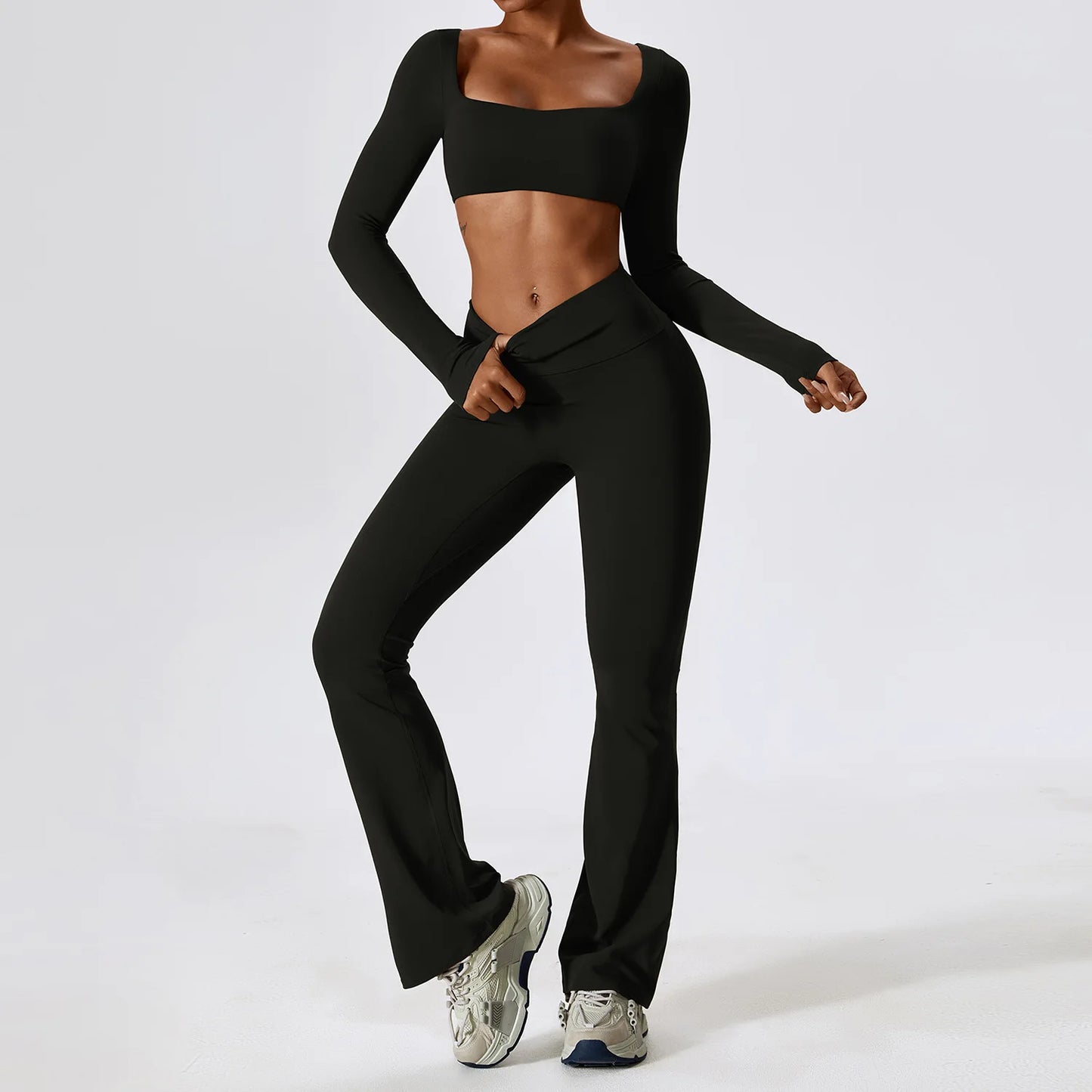 Women Tracksuit Yoga Set Crop Leggings