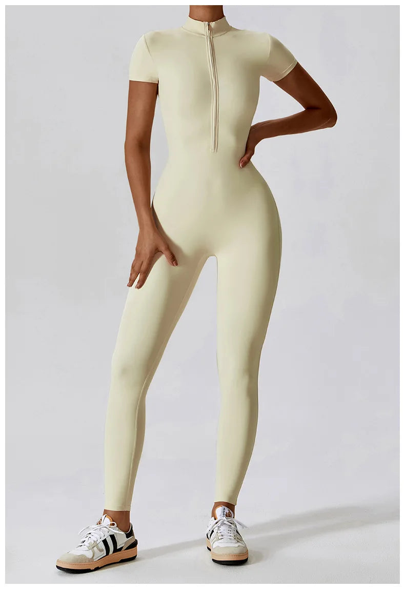 Women Jumpsuit Zipper Yoga Suit
