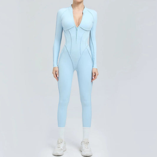 Women Jumpsuit Peach Hip Zipper
