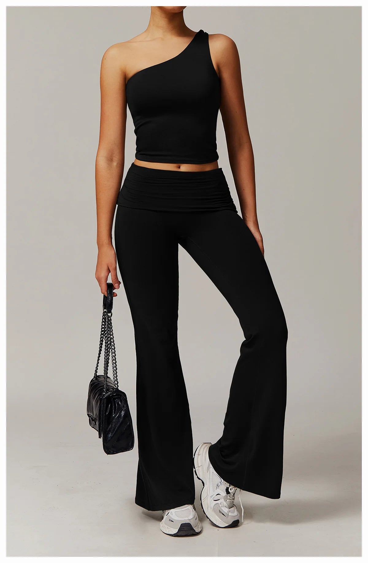 Women Yoga Set Long Sleeve Bell Pants
