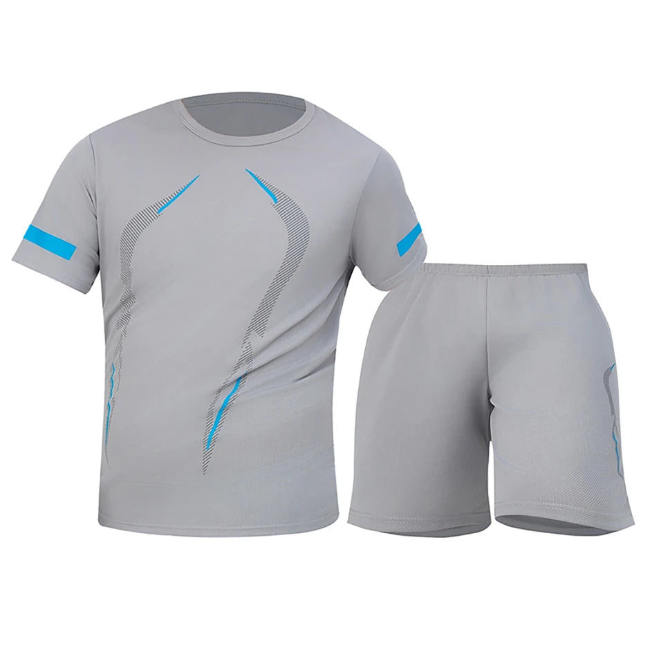 Men Sports Set Mesh Shirt Shorts
