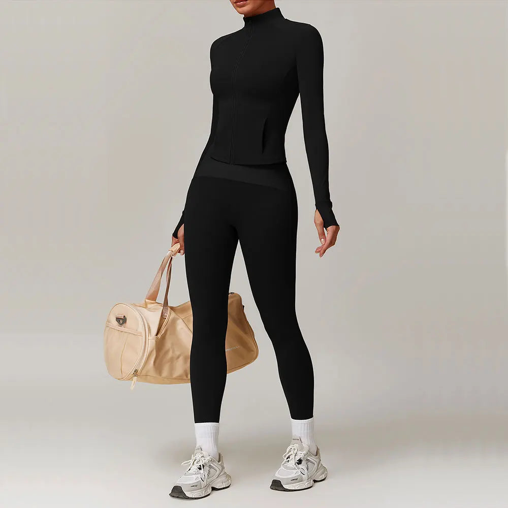 Women Yoga Set Jacket Bra Leggings
