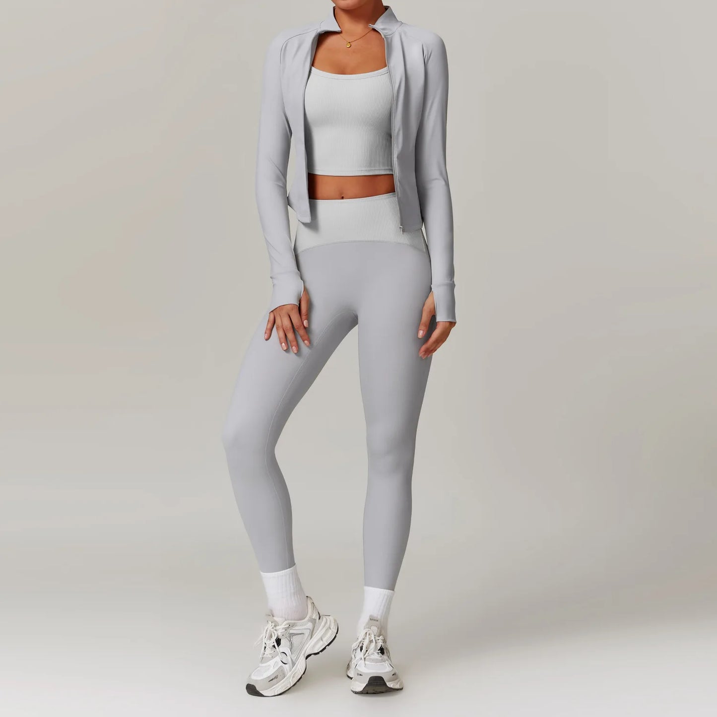 Women Yoga Set Jacket Bra Leggings