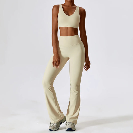 Women Tracksuit Yoga Set Crop Leggings