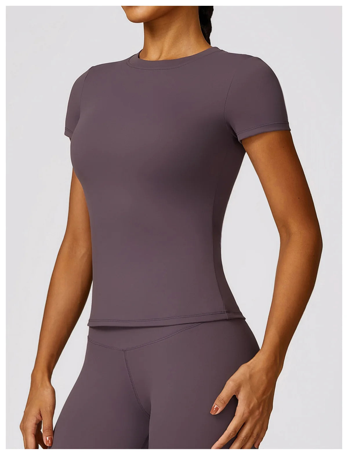 Women Yoga Set Pink Short Sleeve