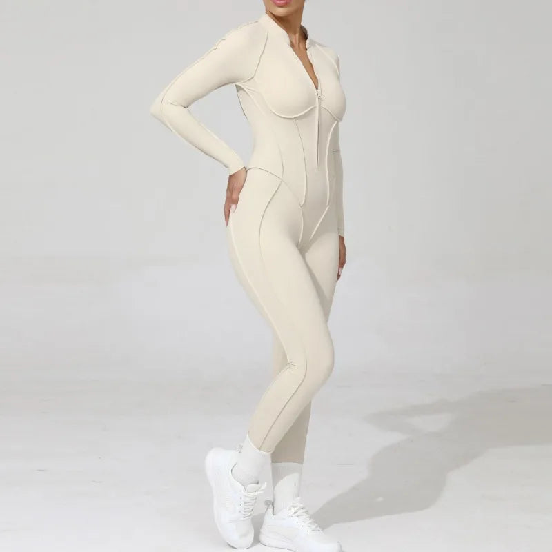 Women Jumpsuit Peach Hip Zipper