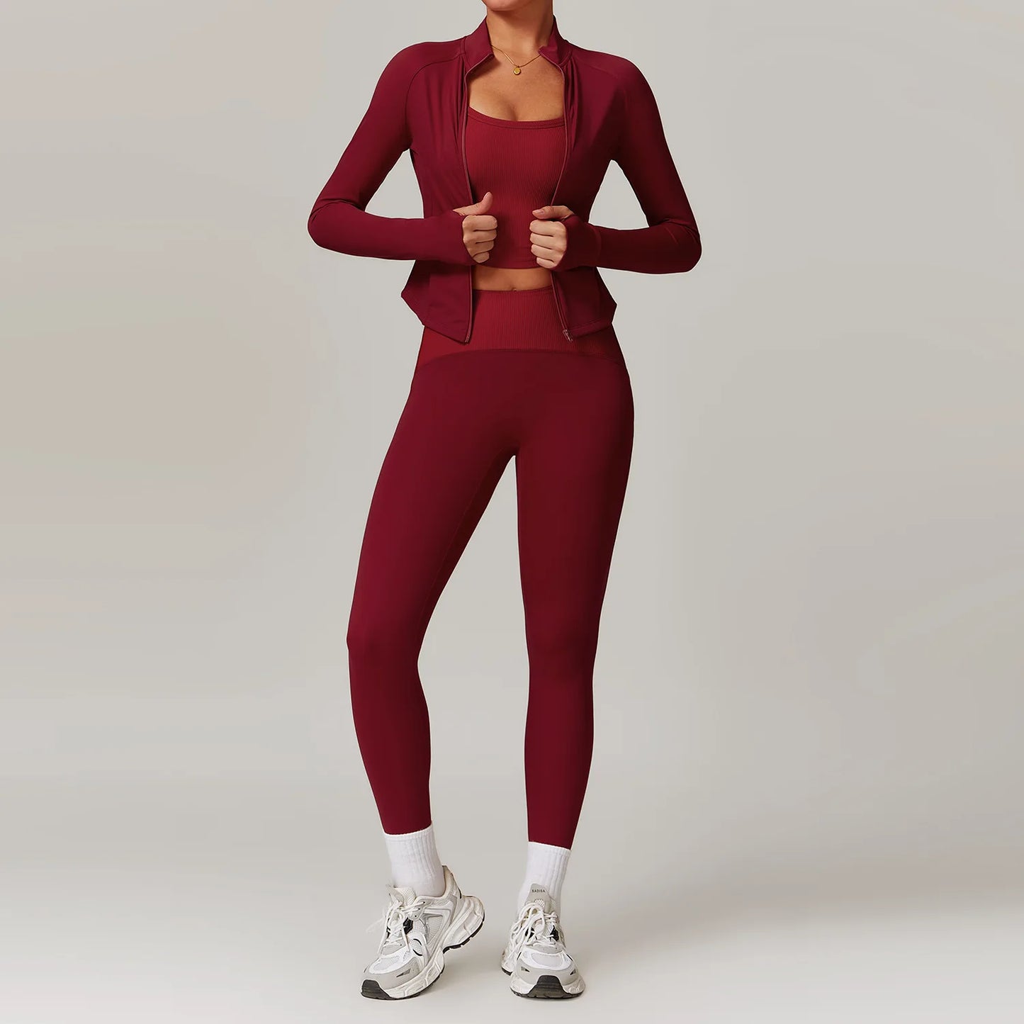 Women Yoga Set Jacket Bra Leggings