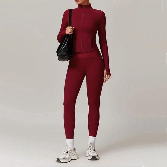 Women Yoga Set Jacket Bra Leggings