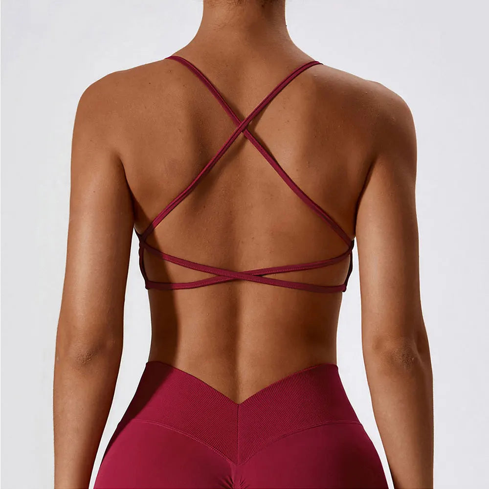 Women Sports Bra Cross Strap