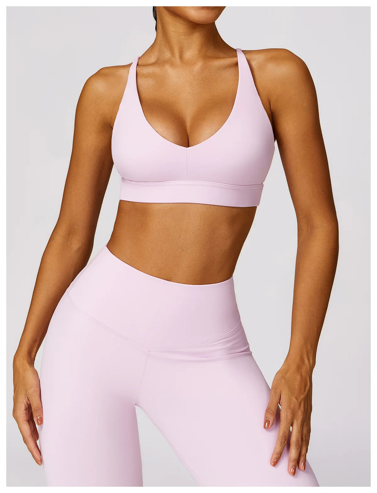 Women Yoga Set Pink Short Sleeve