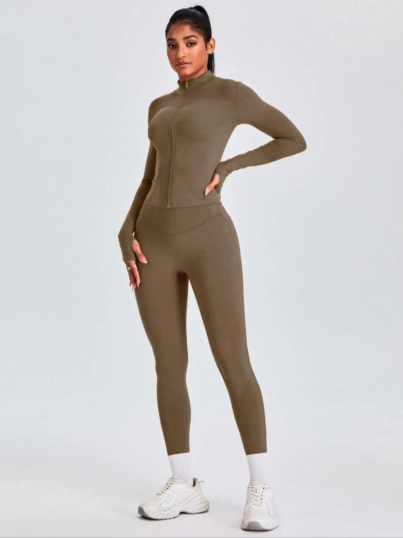 Women Tracksuit Zip Jacket Leggings Set